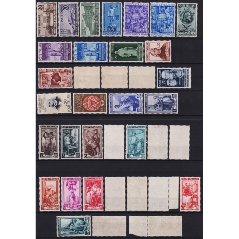 REPUBBLICA 1950 ANNATA COMPLETA 37 VALORI G.I MNH** / G.O MH*  | Fi...