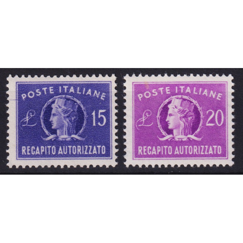 REPUBBLICA 1949-52 RECAPITO AUTORIZZATO 2 V. N.10-11 G.I MNH**  | F...