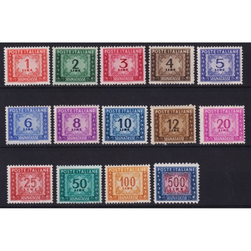 REPUBBLICA 1947-54 SEGNATASSE RUOTA 14 VALORI G.I MNH** CERT.  | Fi...