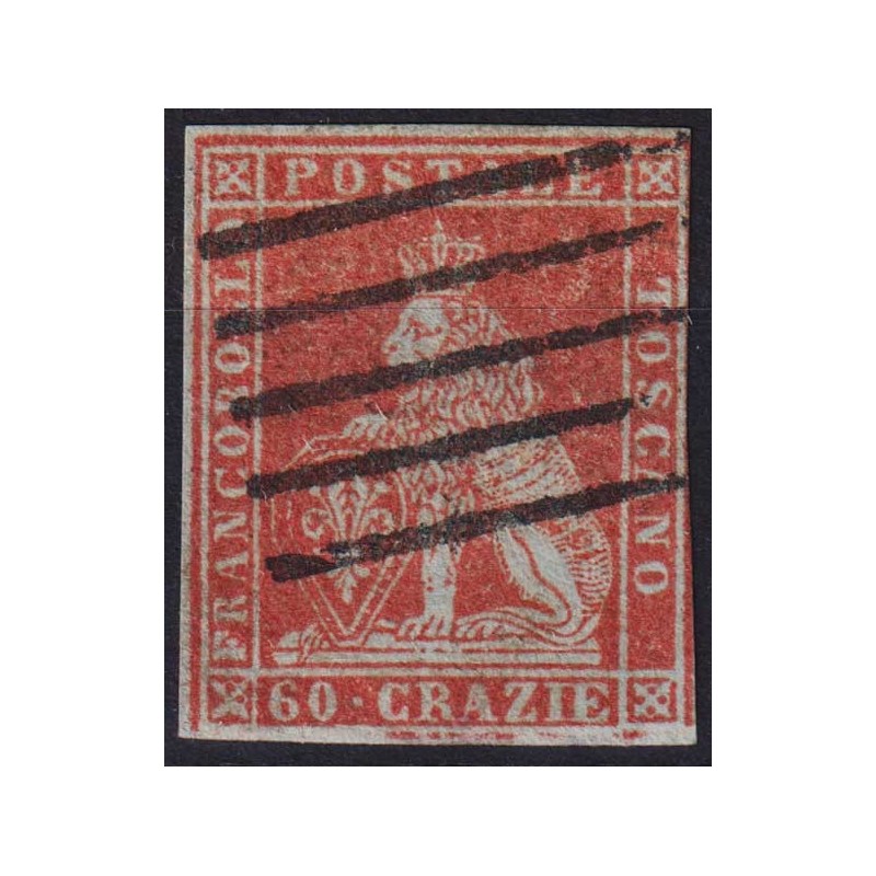 TOSCANA 1851-52 60 CRAZIE N.9 USATO CERT.  | Filatelia Meloni