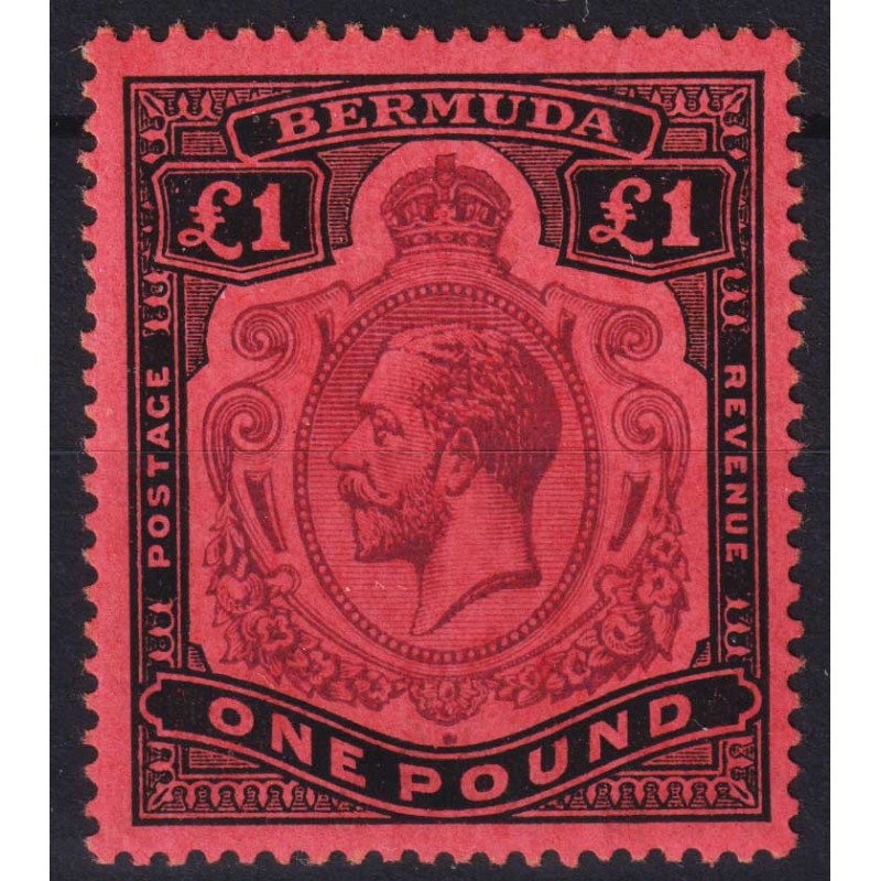 COLONIE INGLESI BERMUDA 1918 GIORGIO V 1 POUND N.55 G.O MLH*  | Fil...