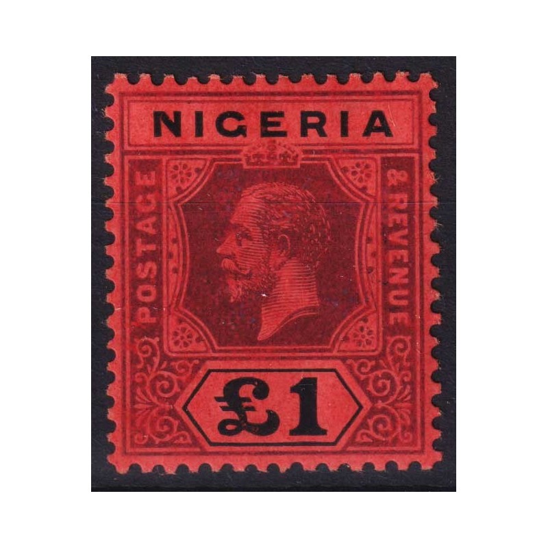 COLONIE INGLESI NIGERIA 1914 GIORGIO V 1 POUND N.21 G.O MLH*  | Fil...