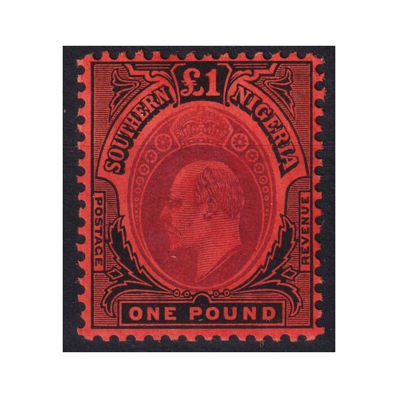 COLONIE INGLESI NIGERIA DEL SUD 1909 EDOARDO VII 1 POUND N.44 G.O M...