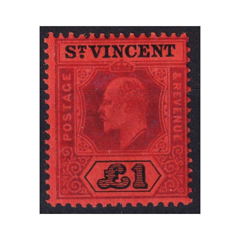 COLONIE INGLESI ST. VINCENT 1911 EDOARDO VII 1 POUND N.93 G.O MLH* ...