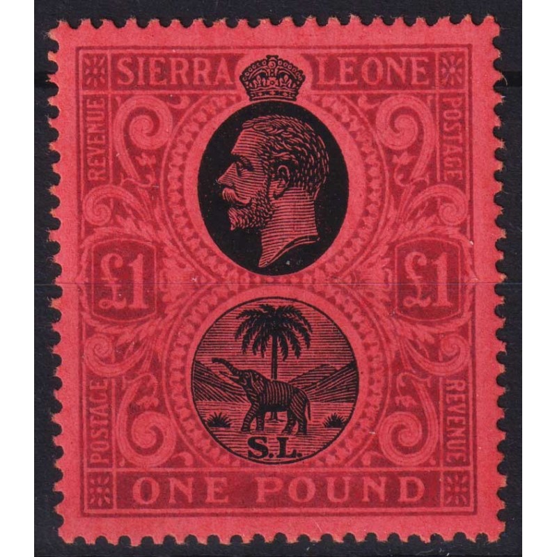 COLONIE INGLESI SIERRA LEONE 1912 GIORGIO V 1 POUND N.128 G.O MLH* ...