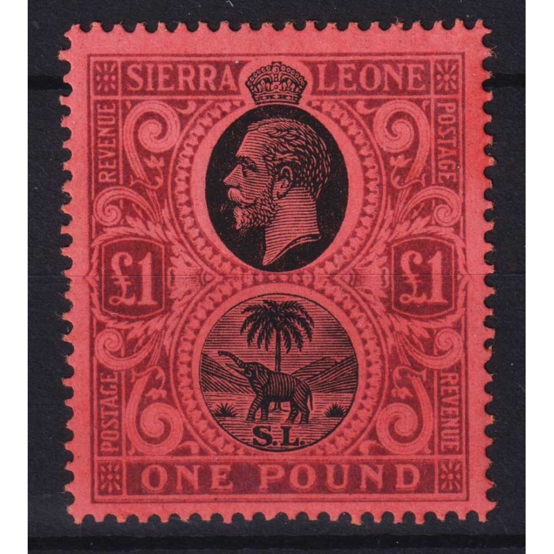 COLONIE INGLESI SIERRA LEONE 1912 GIORGIO V 1 POUND N.128 G.O MLH* ...