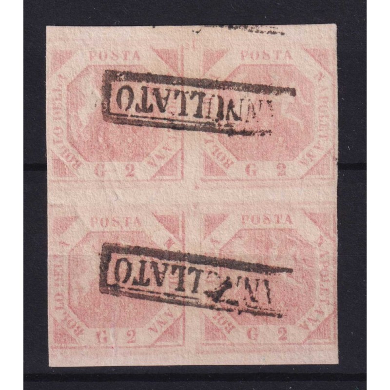 NAPOLI 1858 QUARTINA 2 GRANA ROSA CHIARO I TAV. N.5 US. CERT.  | Fi...