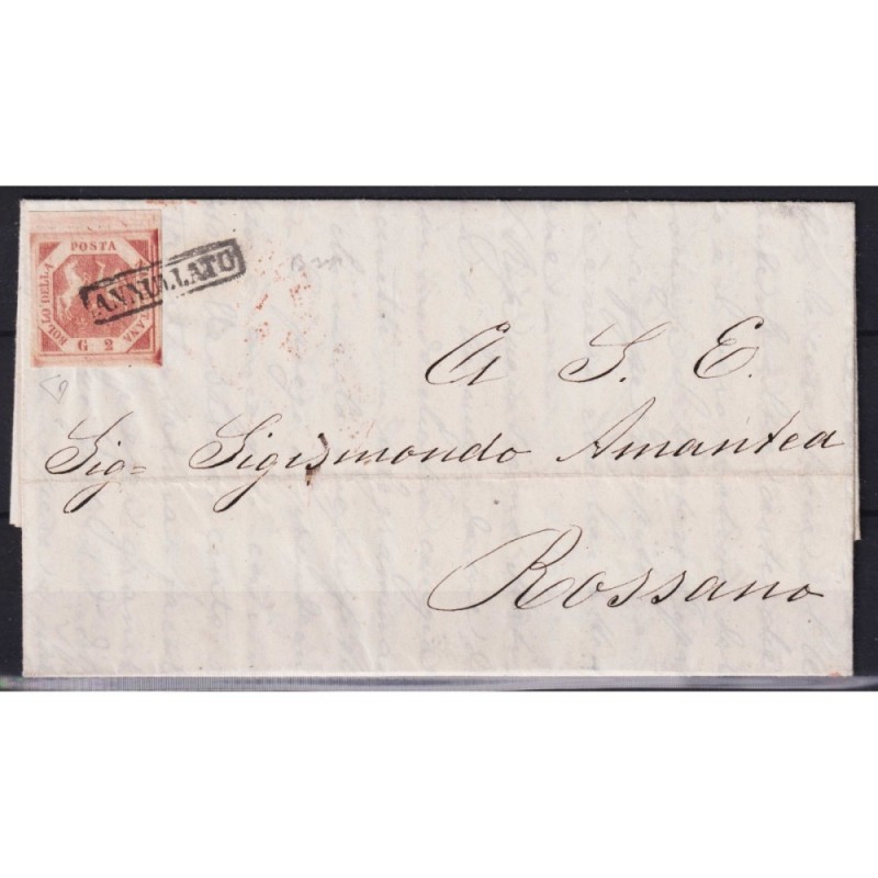 NAPOLI 1858 2 GRANA CARMINIO I TAV. DOPPIA INCISIONE N.5l SU BUSTA ...