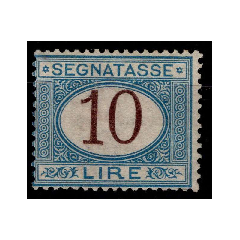 REGNO 1870-74 SEGNATASSE CIFRA IN OVALE 10 LIRE N.14 G.I MNH** CERT...