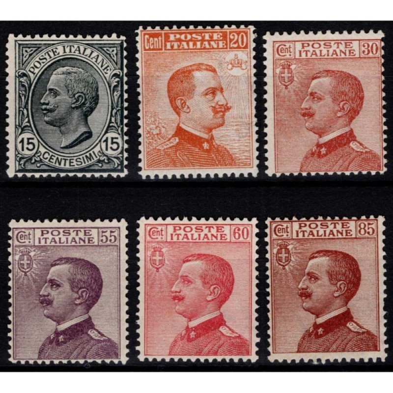 REGNO 1917-20 SERIE COMPLETA 5 V. N.108-112 G.I MNH** TRACCE OSSIDO...