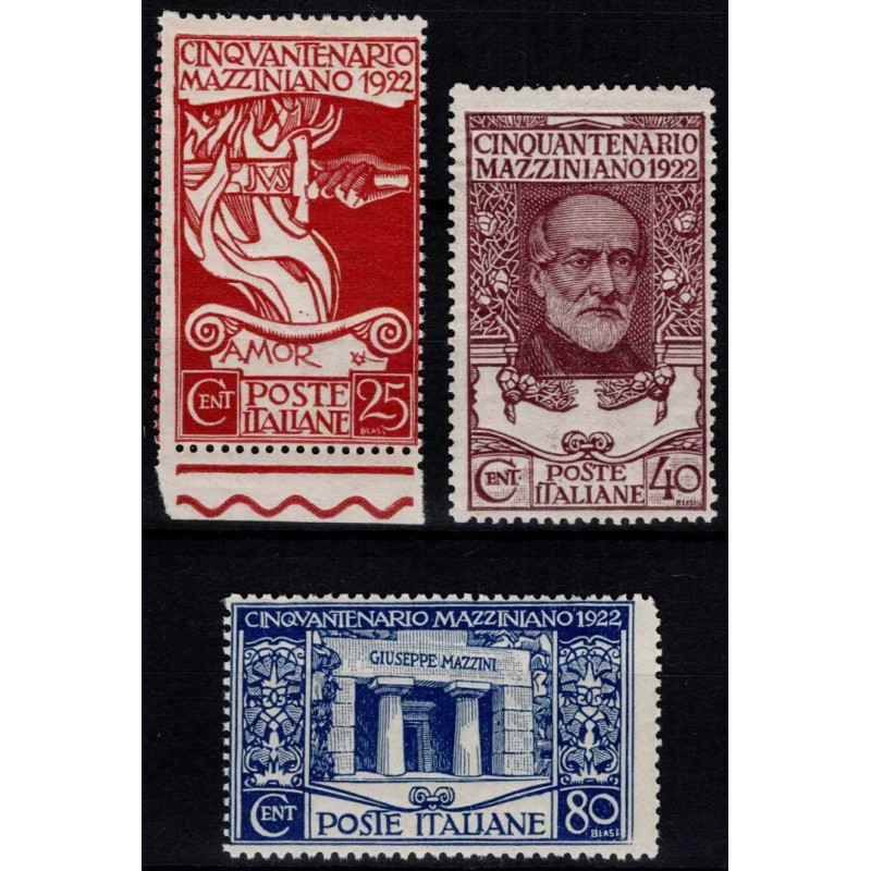 REGNO D' ITALIA 1922 MAZZINI 3 V. G.I MNH**  | Filatelia Meloni