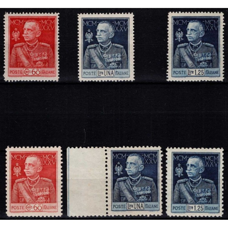 REGNO D'ITALIA 1925-26 GIUBILEO DEL RE 6 V. G.I MNH** CENTRATI CERT...